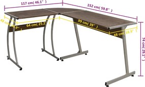 vidaXL Γραφείο Γωνιακό Καφέ από Επεξεργασμένο Ξύλο