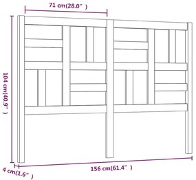 vidaXL Κεφαλάρι Κρεβατιού 156 x 4 x 104 εκ. από Μασίφ Ξύλο Πεύκου