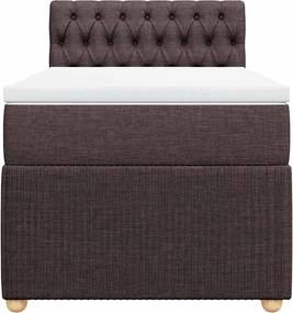 vidaXL Κρεβάτι Boxspring με Στρώμα Σκούρο Καφέ 80x200 εκ. Υφασμάτινο