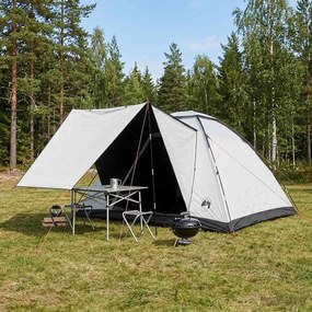 vidaXL Σκηνή Camping 6 ατόμων Λευκό Μαύρο Πολυεστέρας και Χάλυβας