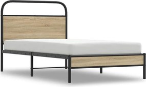 vidaXL Πλαίσιο Κρεβ. Χωρ. Στρώμα Καπνιστή Δρυς 90 x 190 εκ. Επεξ. Ξύλο