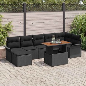 vidaXL Σετ Καναπέ Κήπου με μαξιλάρι 8 pcs Μαύρο