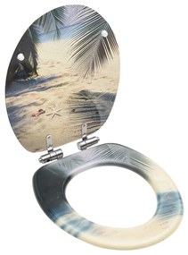 Κάλυμμα Λεκάνης με Καπάκι Soft Close Σχέδιο Παραλία από MDF - Πολύχρωμο