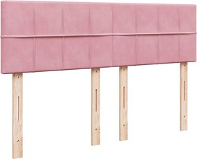 vidaXL Οθωμανικό κρεβάτι με στρώμα ροζ 140x190cm Βελούδο