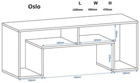 Ξύλινο Έπιπλο Τηλεόρασης OSLO Sonoma Μ120xΠ40xΥ47