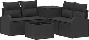 vidaXL Σετ Καναπέ 6 τμχ. Μαύρο 55 x 55 x 37 εκ Πολυ-ρακί και Χάλυβας