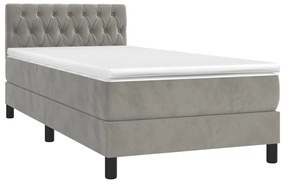 ΚΡΕΒΑΤΙ BOXSPRING ΜΕ ΣΤΡΩΜΑ ΑΝΟΙΧΤΟ ΓΚΡΙ 90X190 ΕΚ. ΒΕΛΟΥΔΙΝΟ 3141455