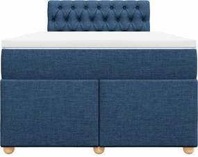 vidaXL Κρεβάτι Boxspring με Στρώμα Μπλε 120x190 εκ. Υφασμάτινο