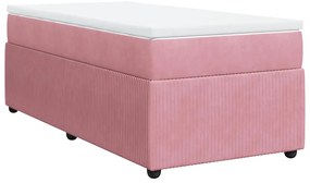 vidaXL Κρεβάτι Boxspring με Στρώμα Ροζ 90x190 εκ. Βελούδινο