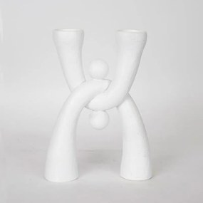 Κηροπήγιο 2 Θέσεων 752-26015 19x6,5x25,5cm White Estheti Home Πολυρεσίνη
