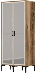 Ντουλάπα Δίφυλλη Kumsal 845HCT5436 80x47,5x201,4cm Walnut-Cream Δίφυλλη