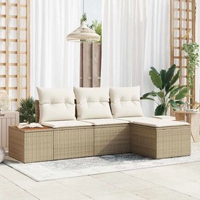vidaXL Σετ Καναπέ Κήπου 4 pcs μπεζ και κρεμ 184 x 62 x 85 εκ.