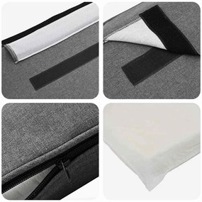 vidaXL Ταπετσαρισμένο κεφαλάρι Λευκό και Ανοιχτό Γκρι 135 cm