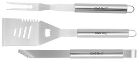 Σετ από 3 σκεύη BBQ Kinghoff KH 1919, Ανοξείδωτο ατσάλι, Εργονομικές λαβές, Inox