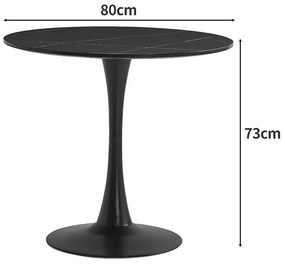 Τραπέζι Balou II MDF σε μαύρο μαρμάρου απόχρωση Φ80x75εκ 80x80x75 εκ.