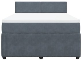 vidaXL Κρεβάτι Boxspring με Στρώμα Σκούρο Γκρι 160x200 εκ. Βελούδινο