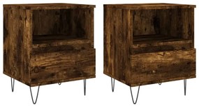 vidaXL Κομοδίνα 2 τεμ. Καπνιστή Δρυς 40 x 35 x 50 εκ. Επεξεργ. Ξύλο