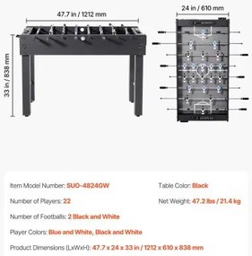 VEVOR 121 cm Foosball Soccer Game Table Standard Size Foosball Table for Home
