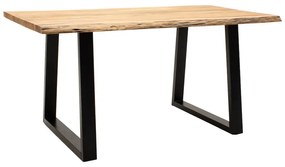 Τραπέζι Miles pakoworld μασίφ ξύλο ακακίας 3.7-4εκ σε φυσική απόχρωση με μαύρα μεταλλικά πόδια 180x90x76εκ