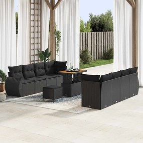 vidaXL Σετ Καναπέ Κήπου με αποθήκευση 11 pcs Μαύρο Πολυ ράταν