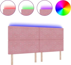 vidaXL LED κεφαλάρι με φώτα λωρίδας LED Ροζ 200 cm Πολυεστέρας