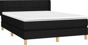 vidaXL Κρεβάτι Boxspring με Στρώμα Μαύρο 140x190 εκ. Υφασμάτινο