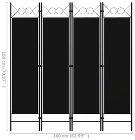 ΔΙΑΧΩΡΙΣΤΙΚΟ ΔΩΜΑΤΙΟΥ ΜΕ 4 ΠΑΝΕΛ ΜΑΥΡΟ 160 X 180 ΕΚ. 320705