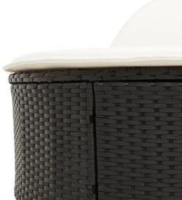 vidaXL Ξαπλώστρα Διπλή Μαύρη από Συνθετικό Ρατάν με Μαξιλάρια