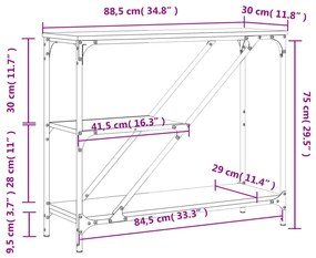 Τραπέζι Κονσόλα Μαύρο 88,5x30x75 εκ. από Επεξεργασμένο Ξύλο - Μαύρο