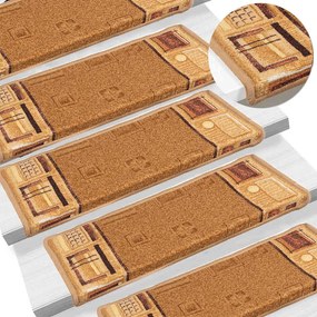 vidaXL Πατάκια Σκάλας Αυτοκόλλητα 15 τεμ. Μπεζ 65x21x4 εκ.