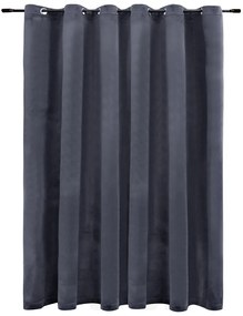 Κουρτίνα Συσκότισης Μεταλ. Κρίκοι Ανθρακί 290x245 εκ. Βελούδο - Ανθρακί
