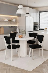 Stewehome Σετ Στρογγυλής Τραπεζαρίας με 4 Καρέκλες Λευκό μαύρο 90x90 cm