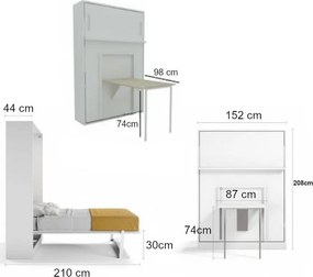 Κρεβάτι Τοίχου με Τραπέζι Smart 140x190cm