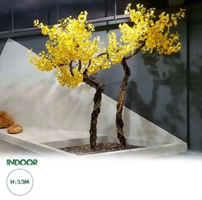 20187 GloboStar® Artificial Garden GINKGO TWINS TREE 20187 Τεχνητό Διακοσμητικό Δέντρο Δίδυμα Γκίγκο Υ320cm
