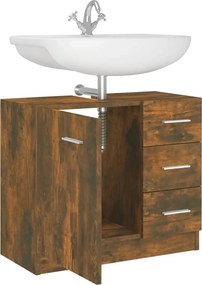 vidaXL Ντουλάπι Νιπτήρα Καπνιστή Δρυς 63 x 30 x 54 εκ. Επεξεργ. Ξύλο