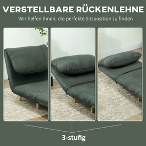 HOMCOM 2-σε-1 πολυθρόνα-κρεβάτι, ρυθμιζόμενο προσκέφαλο, εμφάνιση κοτλέ, 82 cm x 87 cm x 89 cm Πράσινο