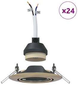 vidaXL Spotlights με προβολείς 24 pcs Ορείχαλκος 9 x 9 εκ. Μέταλλο