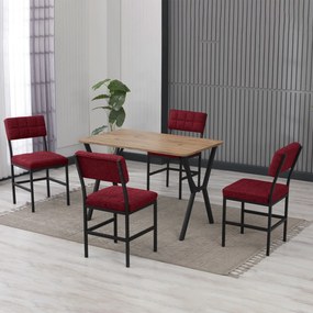 Extendable Dining Table &amp; Chairs Set (5 Pieces) Dubai - Burgundy, Walnut Burgundy
Walnut