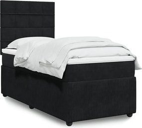vidaXL Κρεβάτι Boxspring με Στρώμα Μαύρο 90x200 εκ. Βελούδινο