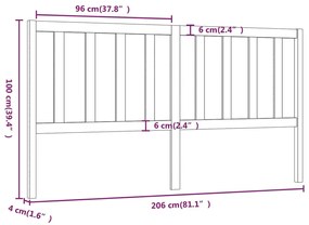 vidaXL Κεφαλάρι Κρεβατιού Λευκό 206 x 4 x 100 εκ. Μασίφ Ξύλο Πεύκου