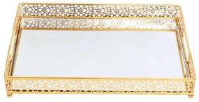 Δίσκος Μεταλλικός Με Καθρέπτη SUB201 45x30x6cm Gold Espiel Metal, Glass