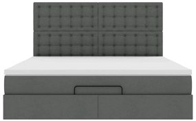 vidaXL Οθωμανικό κρεβάτι με στρώμα σκούρο γκρι 160x200cm ύφασμα
