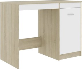 vidaXL Γραφείο Λευκό / Sonoma Δρυς 100 x 50 x 76 εκ. από Μοριοσανίδα