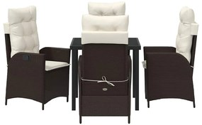 vidaXL Σέτ φαγητού για κήπο 5 pcs Καφέ συνθετικό ρατάν