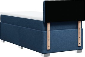 vidaXL Κρεβάτι Boxspring με Στρώμα Μπλε 90x200 εκ.Υφασμάτινο