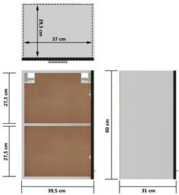 Ντουλάπι Κρεμαστό Μαύρο 39,5x31x60 εκ. από Επεξ. Ξύλο - Μαύρο