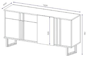 Μπουφές Amanda pakoworld καρυδί-μαύρο 160x40x78.5εκ - 120-000188 - 120-000188
