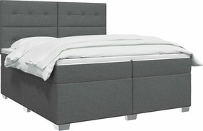 vidaXL Κρεβάτι box spring με στρώμα Σκούρο Γκρι 200 x 200 cm Ύφασμα
