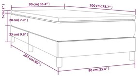 Κρεβάτι Boxspring με Στρώμα Γκρι 90x200 εκ. από Συνθετικό Δέρμα - Γκρι