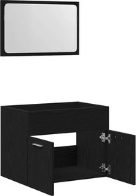 vidaXL Σετ Επίπλων Μπάνιου 2 Τεμαχίων Μαύρο Δρυς Επεξεργασμένο Ξύλο